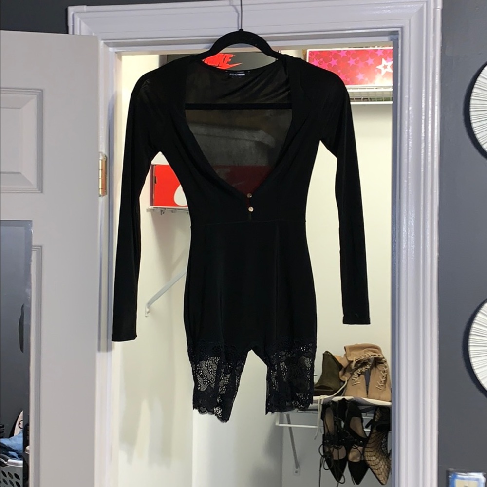 Silk deep v-neck romper